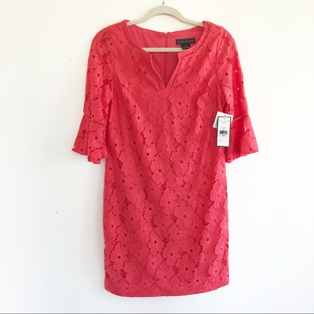 Jessica Howard Flutter Sleeve Lace Dress 10P NWT